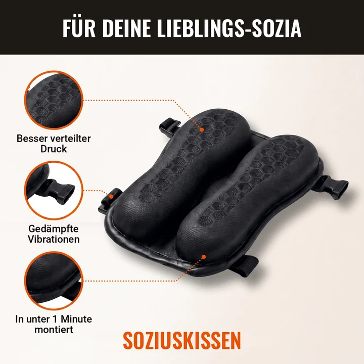 Soziuskissen: besser verteilter Druck, gedämpfte Vibrationen, in unter einer Minute montiert